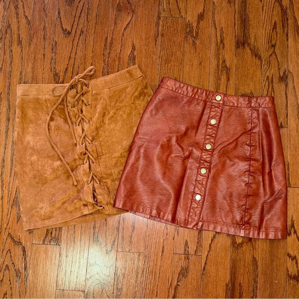 Faux Leather Mini Skirt Set